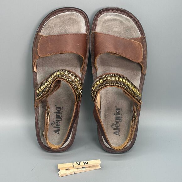 Alegria Verona Hickory Chain Gang Women's 8.5 Brown Leather Comfort Sandals - Picture 11 of 11